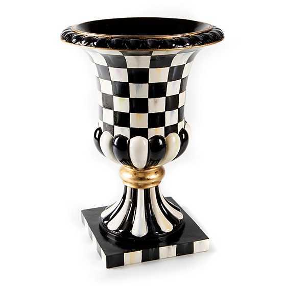 Courtly Check Table Top Pedestal Urn (Mackenzie Childs) - Gallery Gifts Online 