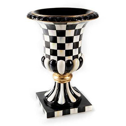 Courtly Check Table Top Pedestal Urn (Mackenzie Childs) - Gallery Gifts Online 