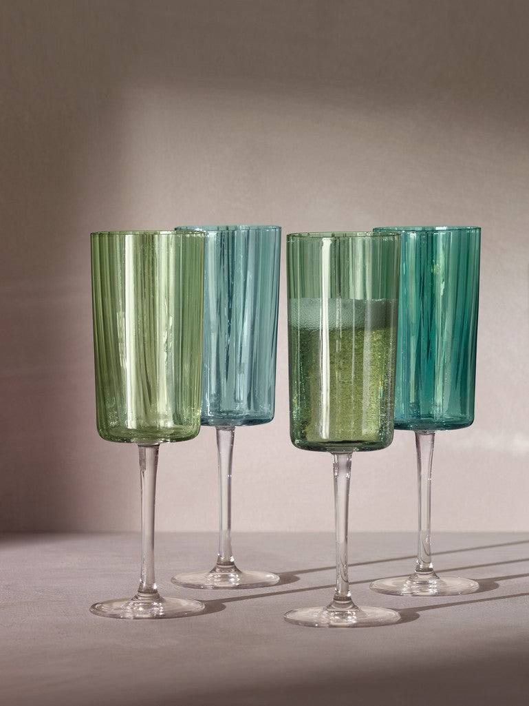 Gems Champagne Flute Jade - Set of 4 (LSA)