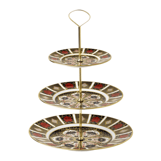 Old Imari - Three Tier Cake Stand Boxed (Royal Crown Derby) - Gallery Gifts Online 