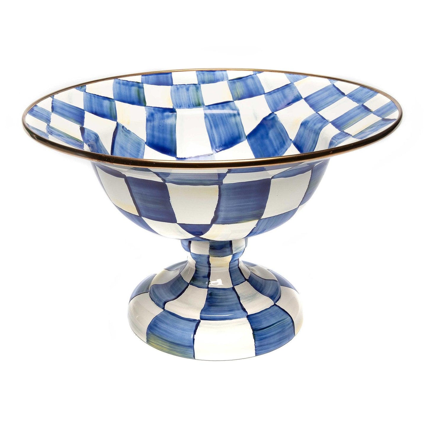 Royal Check Enamel Compote - Large (Mackenzie Childs) - Gallery Gifts Online 