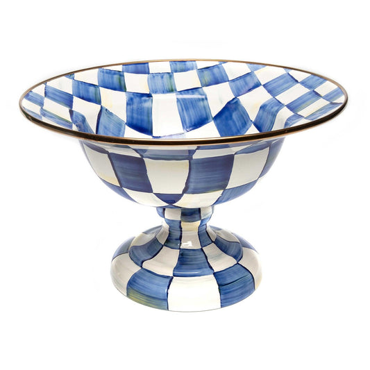 Royal Check Enamel Compote - Large (Mackenzie Childs) - Gallery Gifts Online 