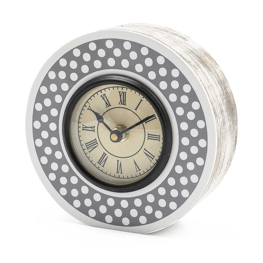 Sterling Check Dotty Round Clock (Mackenzie Childs) - Gallery Gifts Online 