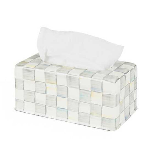 Sterling Check Enamel Standard Tissue Box Cover (Mackenzie Childs) - Gallery Gifts Online 
