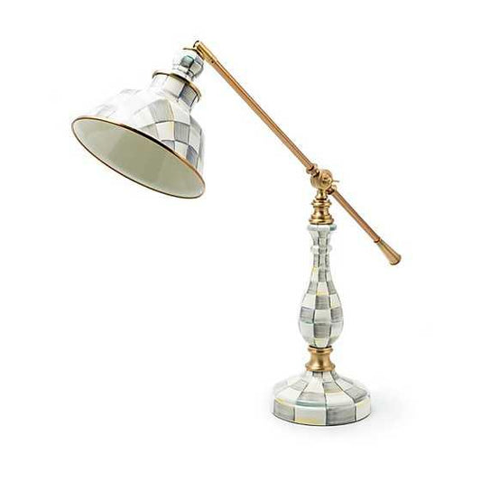 Sterling Check Enamelware Reading Table Lamp (Mackenzie Childs) - Gallery Gifts Online 