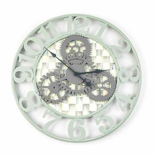 Sterling Check Farmhouse Wall Clock - Large (Mackenzie Childs) - Gallery Gifts Online 