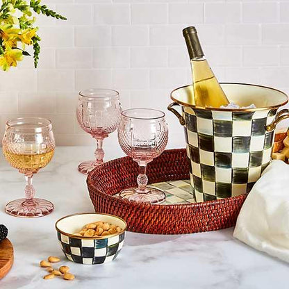 Sterling Check Rattan & Enamel Tray - Large (Mackenzie Childs) - Gallery Gifts Online 