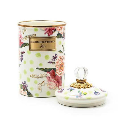 Wildflowers Enamel Large Canister - Green (Mackenzie Childs) - Gallery Gifts Online 