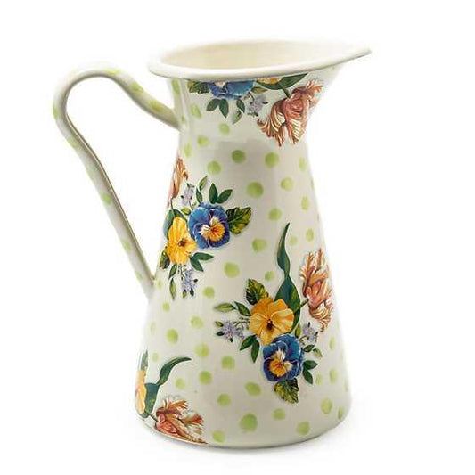 Wildflowers Enamel Large Practical Pitcher - Green (Mackenzie Childs) - Gallery Gifts Online 