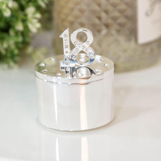 18th Birthday Silver Plated Crystal Trinket Box (Widdop) - Gallery Gifts Online 