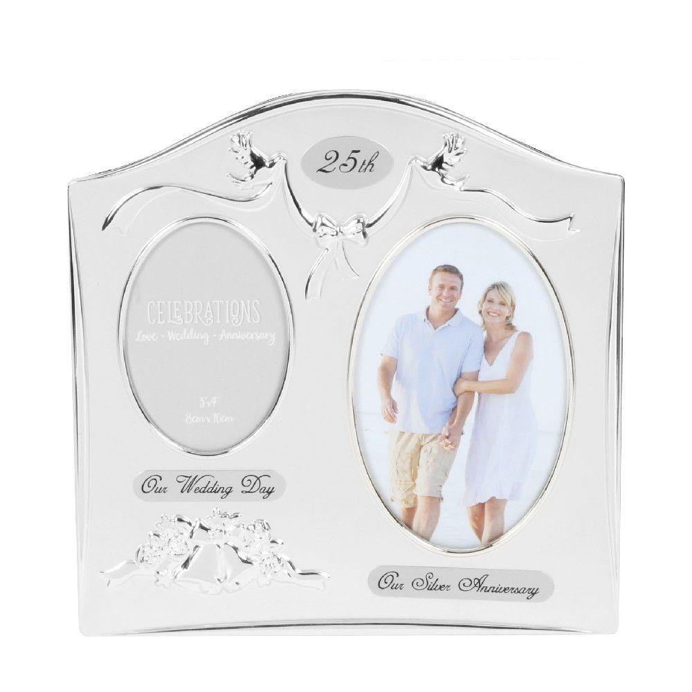 25th Anniversary Double Frame Silver Plated (Widdop) - Gallery Gifts Online 