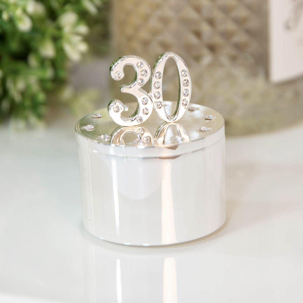 30th Silver Plated Crystal Trinket Box (Widdop) - Gallery Gifts Online 