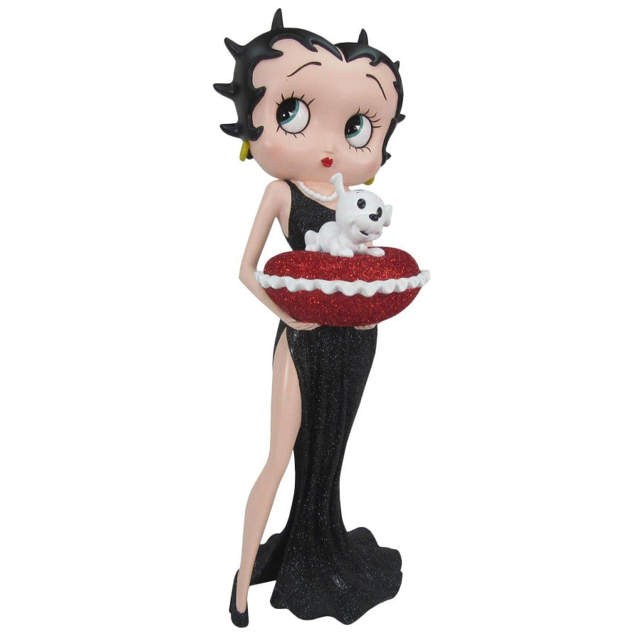 Betty Boop With Red Glitter Pillow Box Black Dress - Gallery Gifts Online 