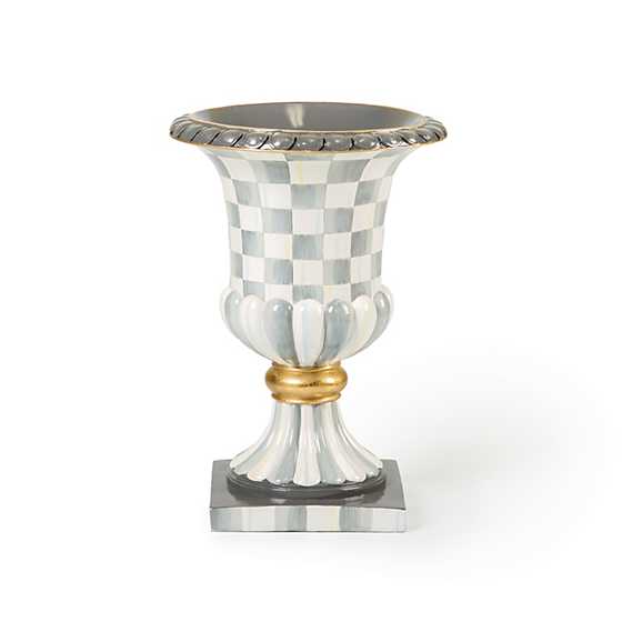 Sterling Check Pedestal Tabletop Urn (Mackenzie Childs)