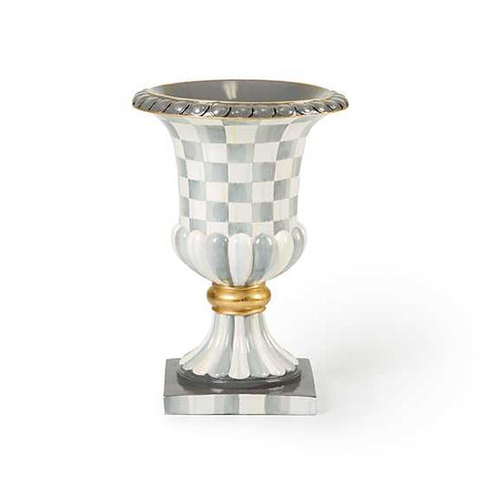 Sterling Check Pedestal Tabletop Urn (Mackenzie Childs)