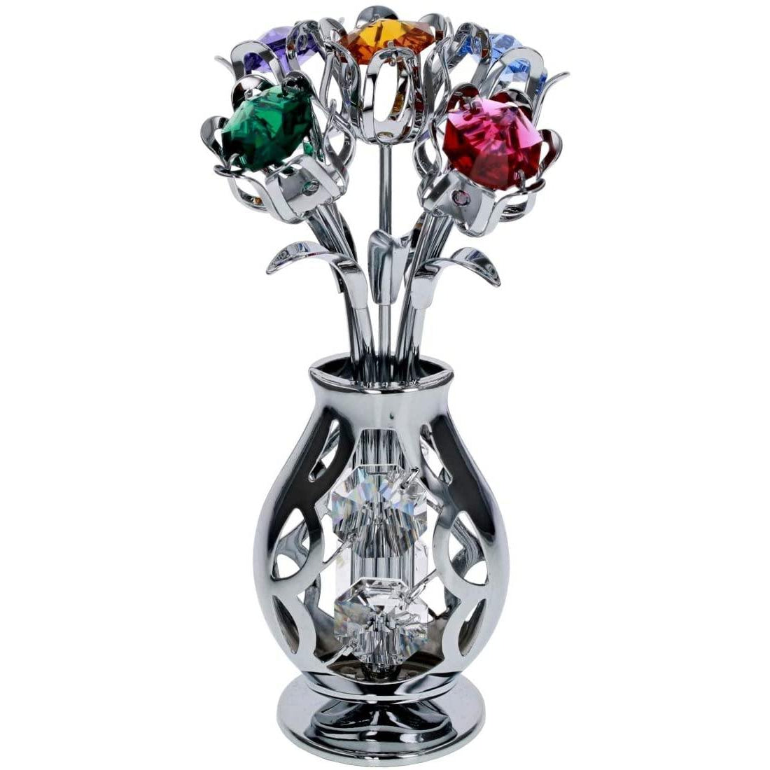 5 Tulips in Vase. (Crystal World) - Gallery Gifts Online 