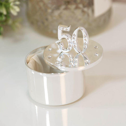 50th Silver Photo Crystal Trinket Box (Widdop) - Gallery Gifts Online 