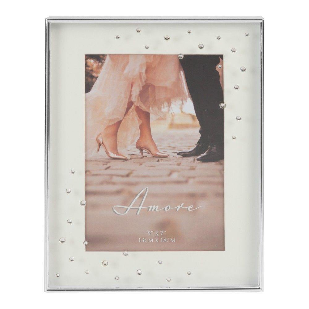 5x7 - Silver Plated Box Photo Frame - Amore (Widdop) - Gallery Gifts Online 