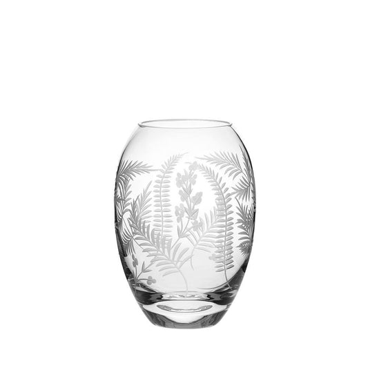 6" Barrel Vase - Woodland Fern (Royal Scot Crystal) - Gallery Gifts Online 