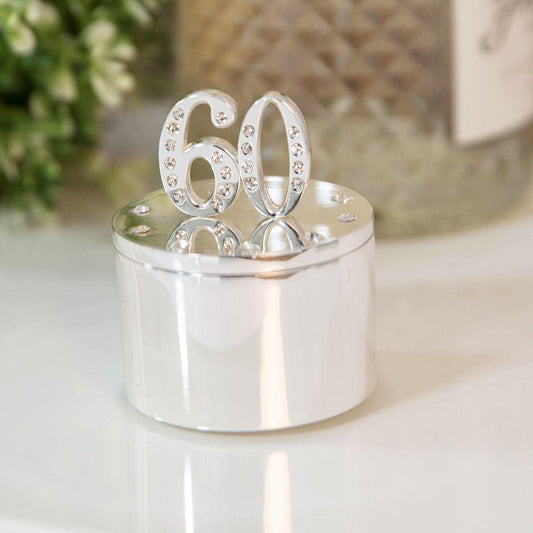 60th Silver Plated Crystal Trinket Box (Widdop) - Gallery Gifts Online 