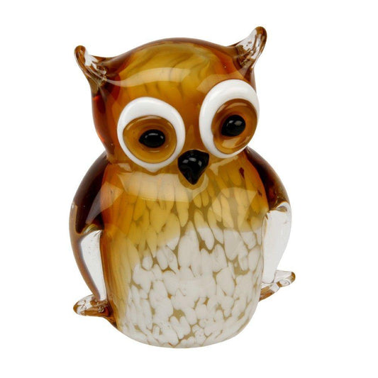 Amber White Owl Glass Figure (Widdop) - Gallery Gifts Online 
