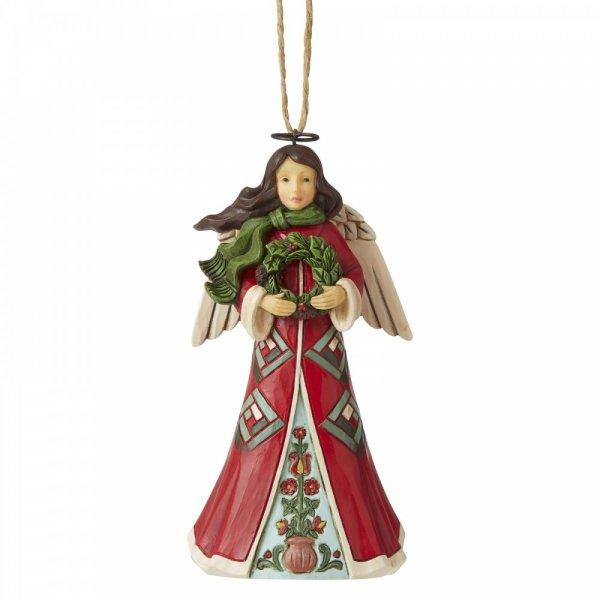 Angel with Wreath Hanging Ornament (Christmas Ornaments) - Gallery Gifts Online 