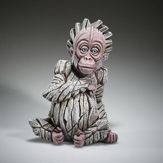 Baby Orangutan "Alba" (white) Sculpture (Edge Sculpture by Matt Buckley) - Gallery Gifts Online 