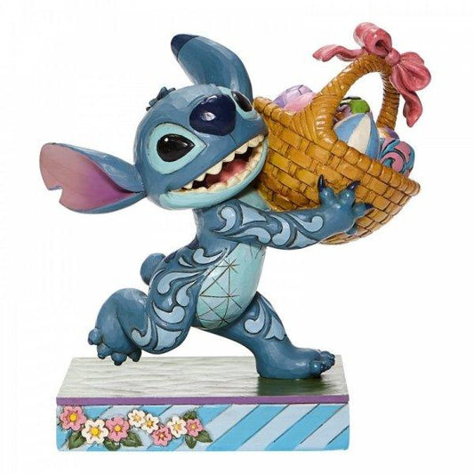 Bizarre Bunny - Stitch Running off with Easter Basket (Disney Traditions by Jim Shore) - Gallery Gifts Online 
