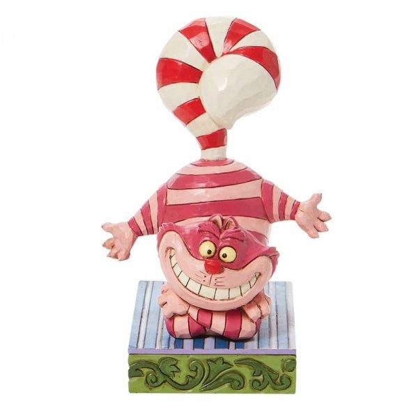 Candy Cane Cheer - Cheshire Cat Cane Tail Figurine (Disney Traditions by Jim Shore) - Gallery Gifts Online 