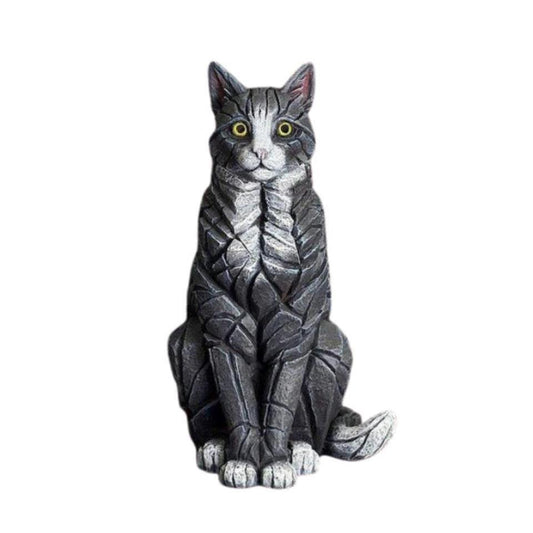 Cat Sitting Sculpture - Black & White (Edge Sculpture by Matt Buckley) - Gallery Gifts Online 