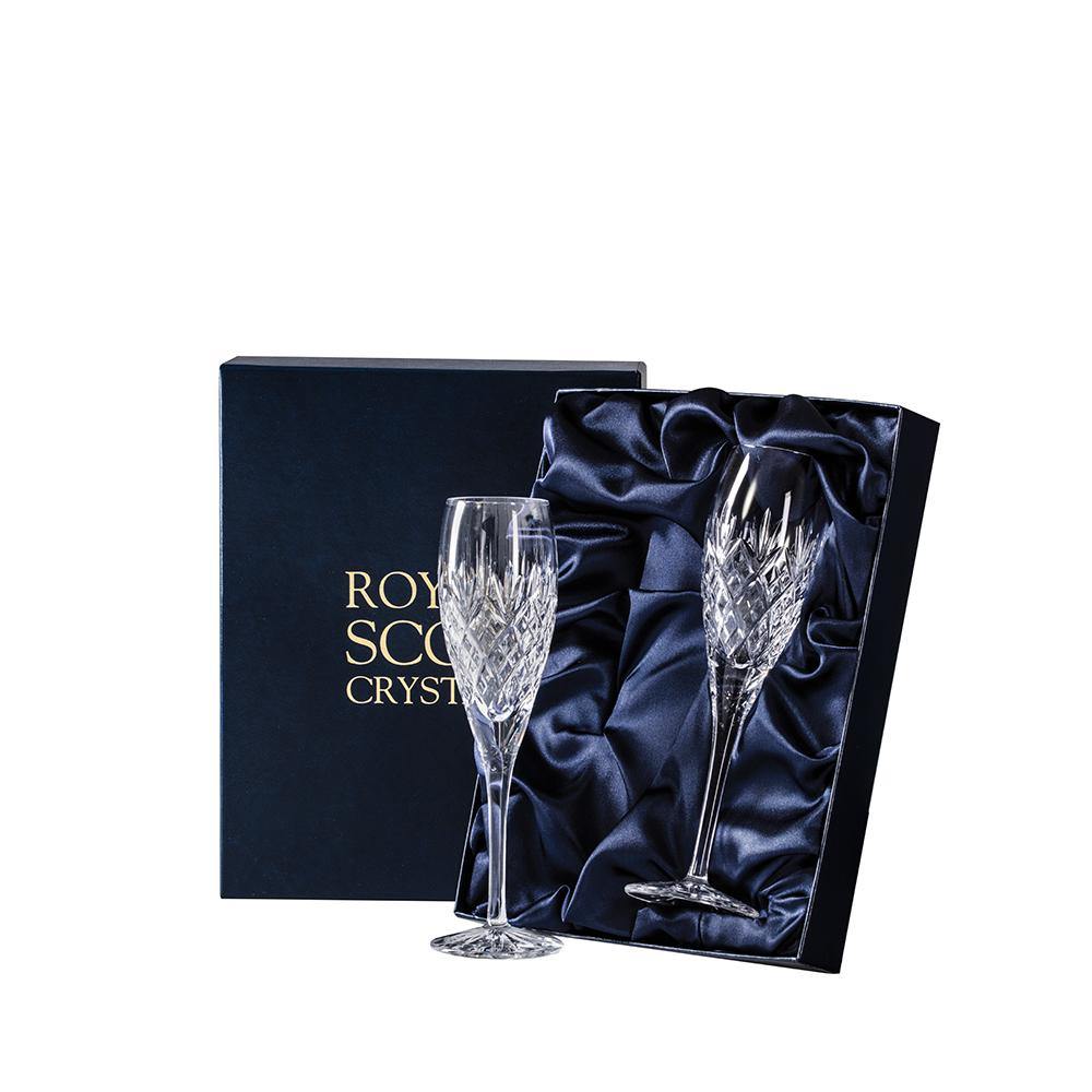 Champagne Flute Pair - Edinburgh (Royal Scot Crystal) - Gallery Gifts Online 