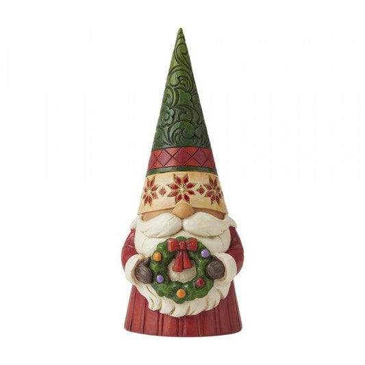 Christmas Gnome Holding Wreath Figurine (Christmas Ornaments) - Gallery Gifts Online 
