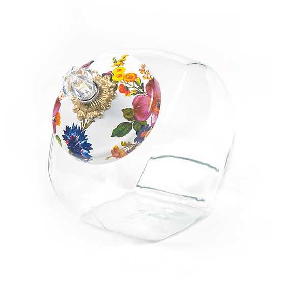 Cookie Jar with Flower Market Enamel Lid - White (Mackenzie Childs) - Gallery Gifts Online 