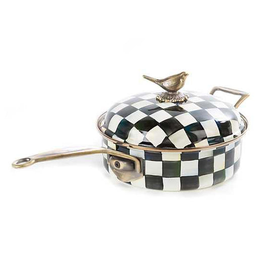 Courtly Check Enamel 3 Qt. Saute Pan (Mackenzie Childs) - Gallery Gifts Online 