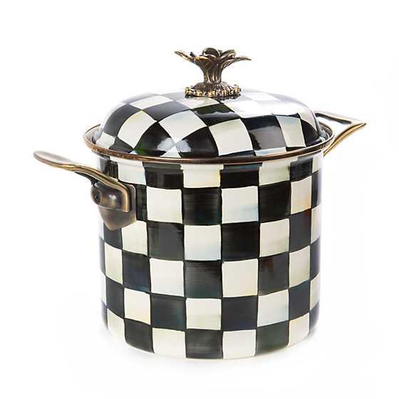 Courtly Check Enamel 7 Qt. Stockpot (Mackenzie Childs) - Gallery Gifts Online 