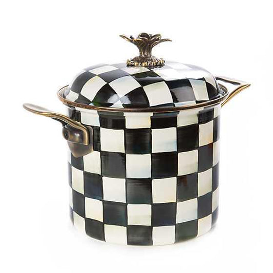 Courtly Check Enamel 7 Qt. Stockpot (Mackenzie Childs) - Gallery Gifts Online 