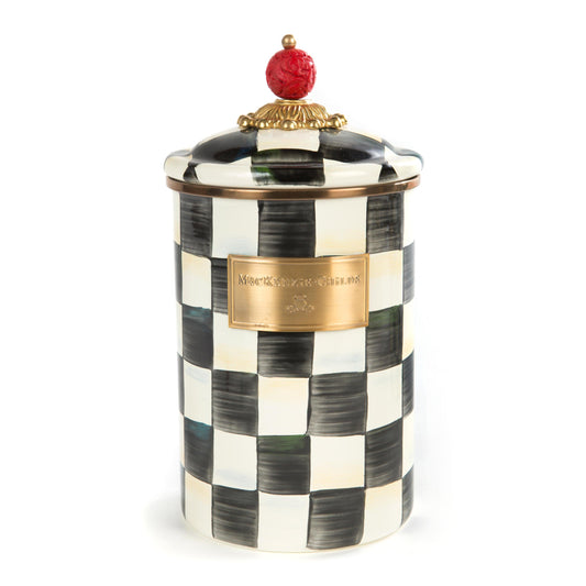 Courtly Check Enamel Canister - Large (Mackenzie Childs) - Gallery Gifts Online 