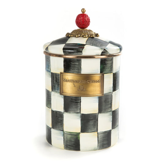 Courtly Check Enamel Canister - Medium (Mackenzie Childs) - Gallery Gifts Online 