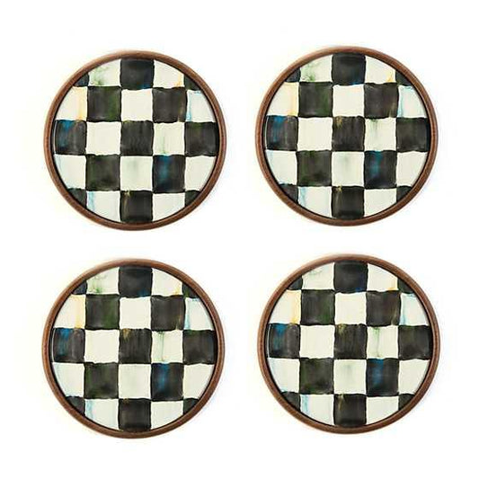 Courtly Check Enamel Coasters - Set of 4 (Mackenzie Childs) - Gallery Gifts Online 