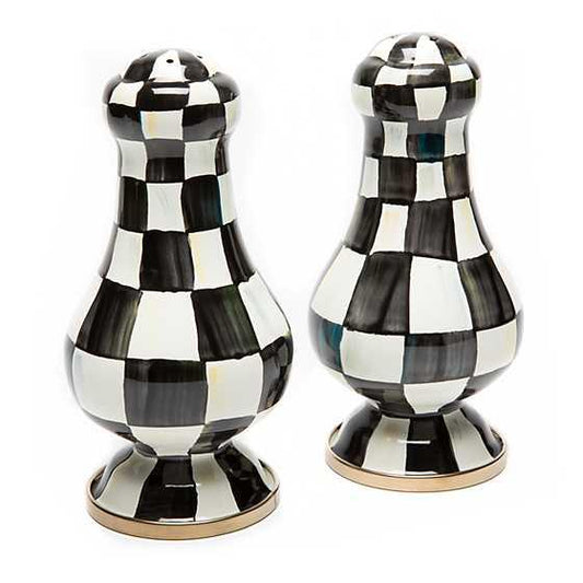Courtly Check Enamel Large Salt & Pepper Shakers (Mackenzie Childs) - Gallery Gifts Online 