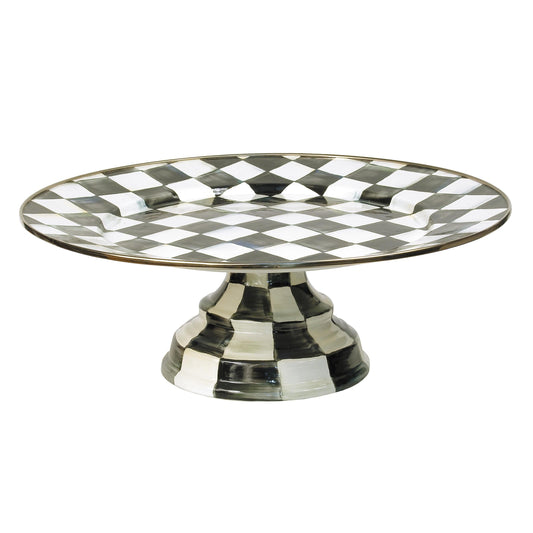 Courtly Check Enamel Pedestal Platter - Large (Mackenzie Childs) - Gallery Gifts Online 