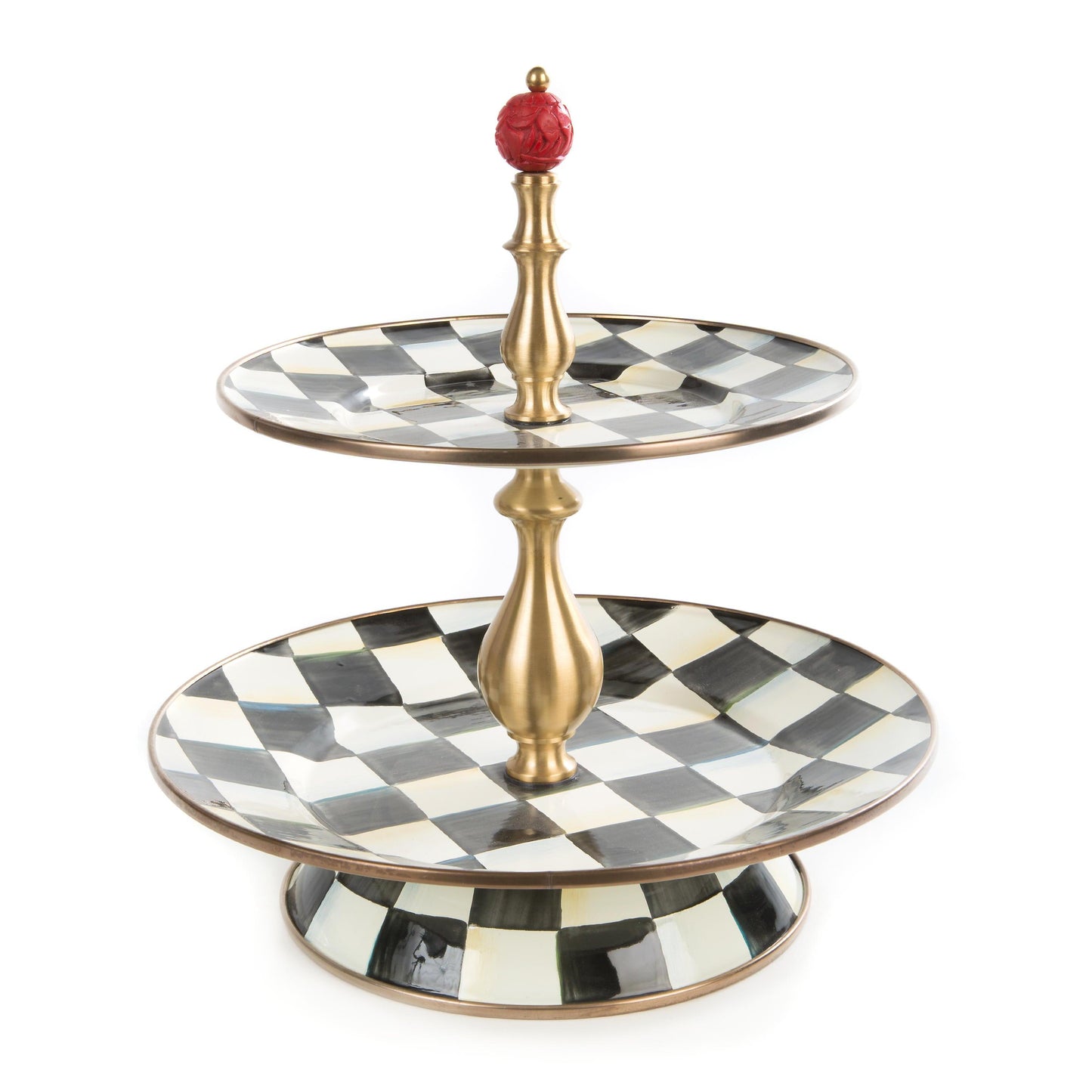 Courtly Check Enamel Two Tier Sweet Stand (Mackenzie Childs) - Gallery Gifts Online 