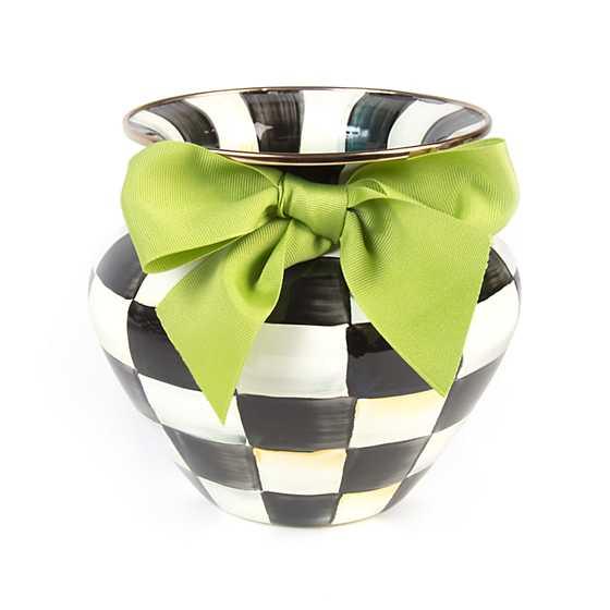 Courtly Check Large Vase - Green Bow (Mackenzie Childs) - Gallery Gifts Online 