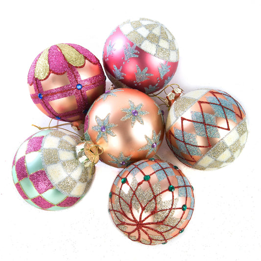 Fairy Dust Glass Ball Ornaments - Set Of 6 (Mackenzie Childs) - Gallery Gifts Online 
