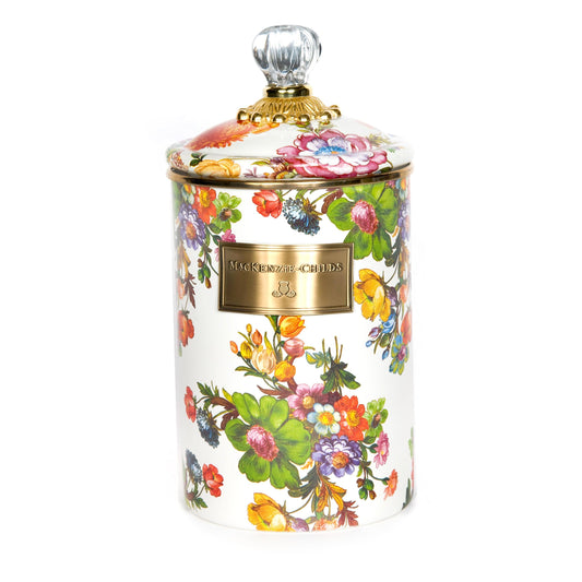 Flower Market Large Canister - White (Mackenzie Childs) - Gallery Gifts Online 