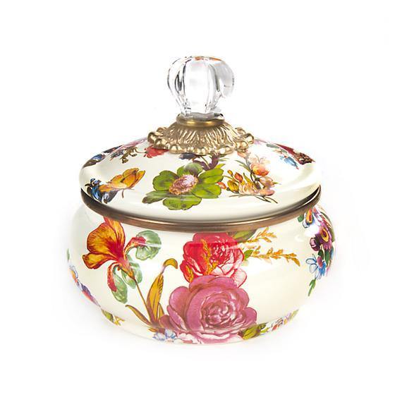 Flower Market Squashed Pot - White (Mackenzie Childs) - Gallery Gifts Online 