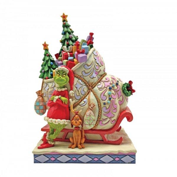 Grinch and Max Standing by Sleigh - The Grinch by Jim Shore (Jim Shore) - Gallery Gifts Online 