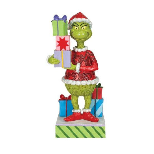 Grinch Holding Presents Figurine (Jim Shore) - Gallery Gifts Online 