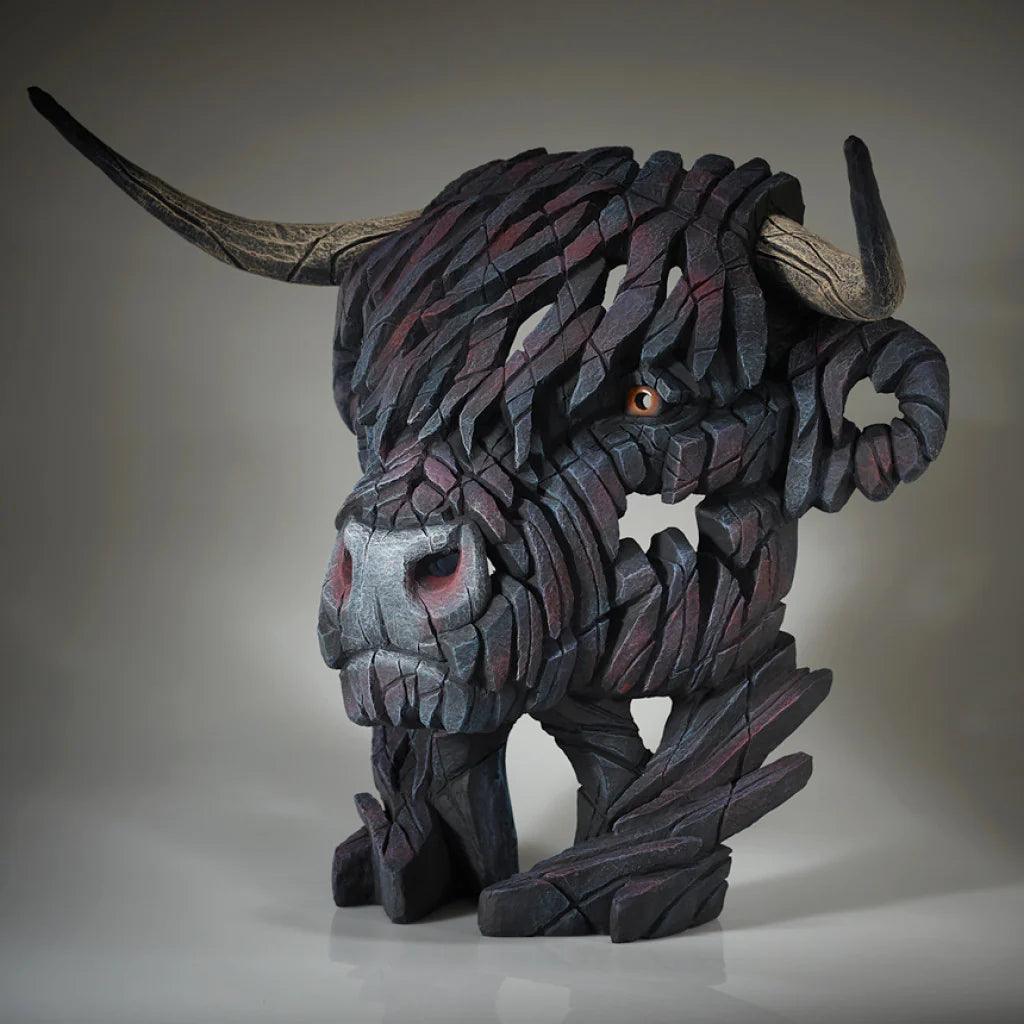 Highland Cow Bust Sculpture - Black (Edge Sculpture by Matt Buckley) - Gallery Gifts Online 