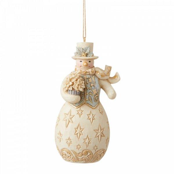 Holiday Lustre Snowman Hanging Ornament (Christmas Ornaments) - Gallery Gifts Online 